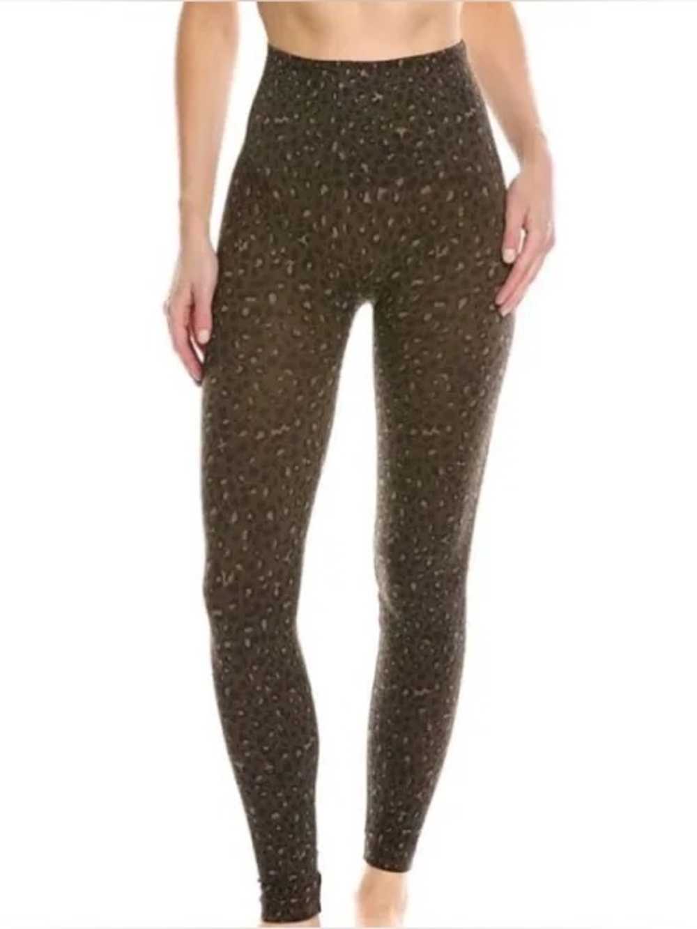 Spanx Look At Me Now seamless leggings in an olive leopard print